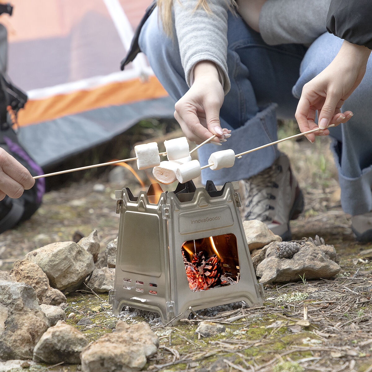 Hopfällbar campingspis i stål Flamet InnovaGoods - 19