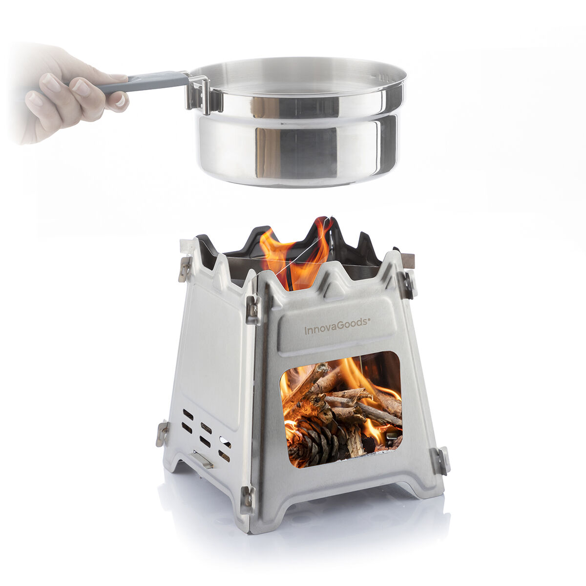 Hopfällbar campingspis i stål Flamet InnovaGoods - 18