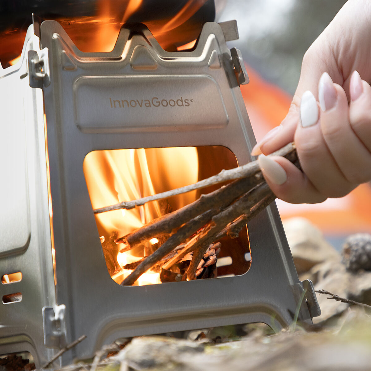 Hopfällbar campingspis i stål Flamet InnovaGoods - 20