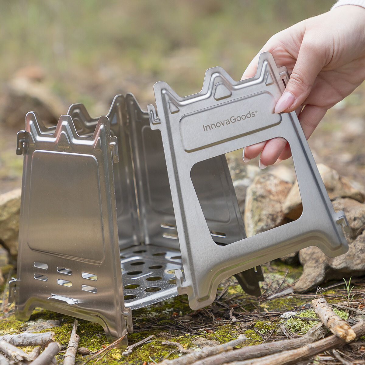 Hopfällbar campingspis i stål Flamet InnovaGoods - 22