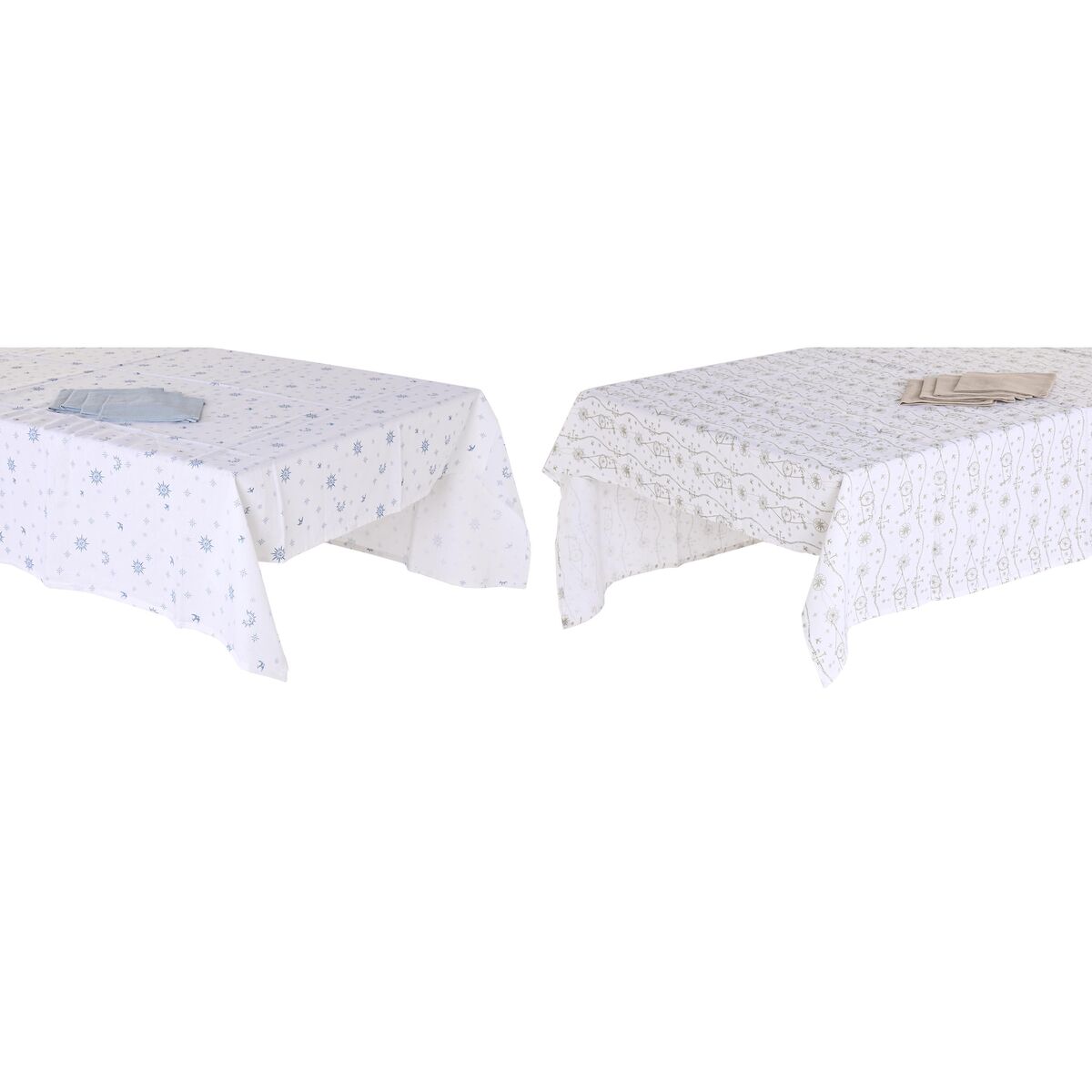 Dukar och servetter DKD Home Decor 150 x 150 x 0,5 cm Blå Brun Vit (2 antal)