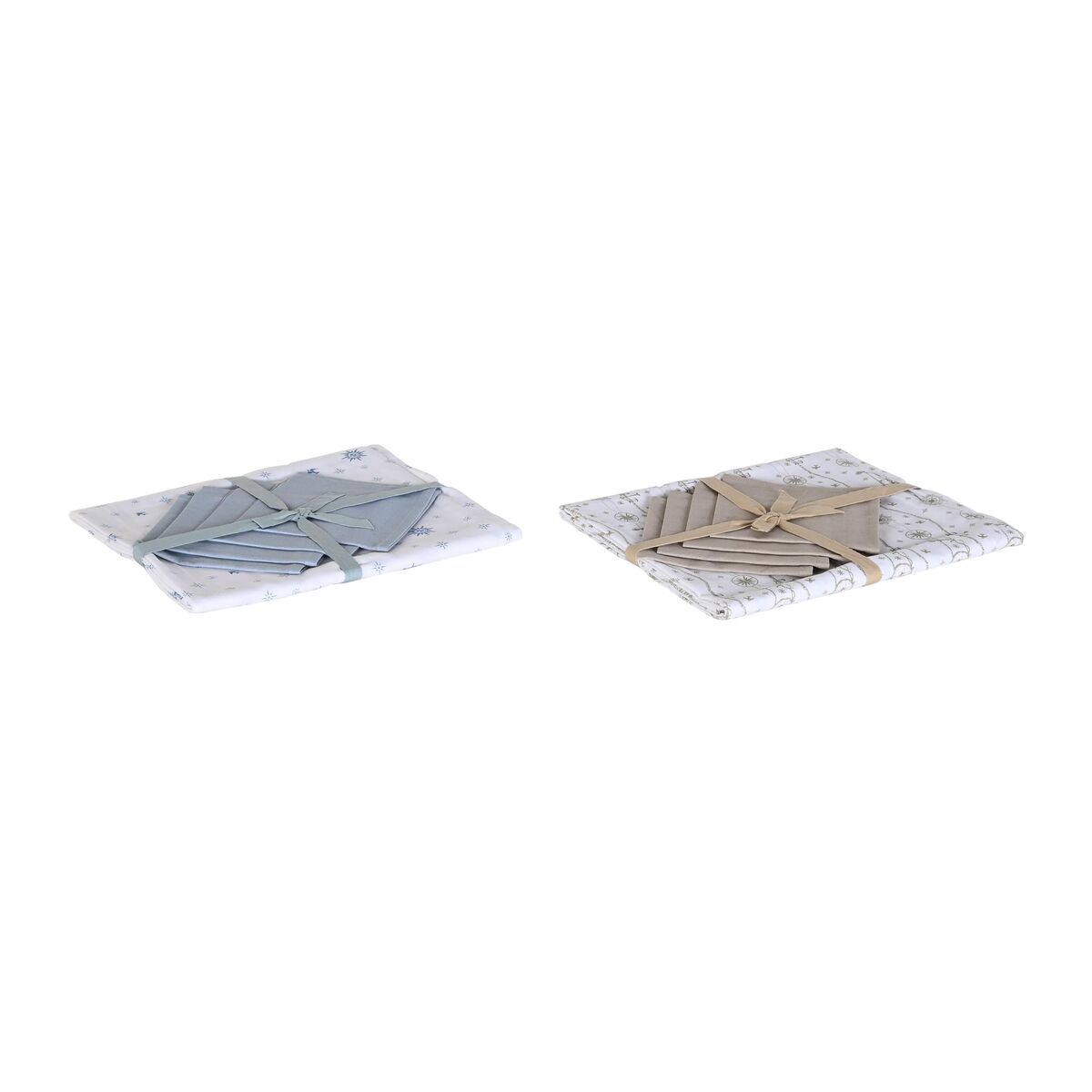 Dukar och servetter DKD Home Decor 150 x 150 x 0,5 cm Blå Brun Vit (2 antal) - 5