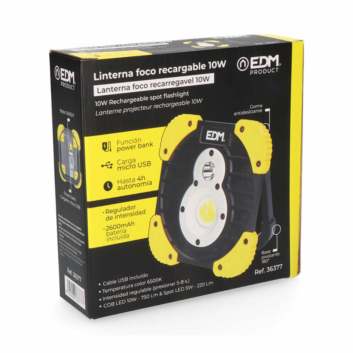 LED spotlight EDM 36377 XL 6500 K Spotlight Laddningsbar - 9