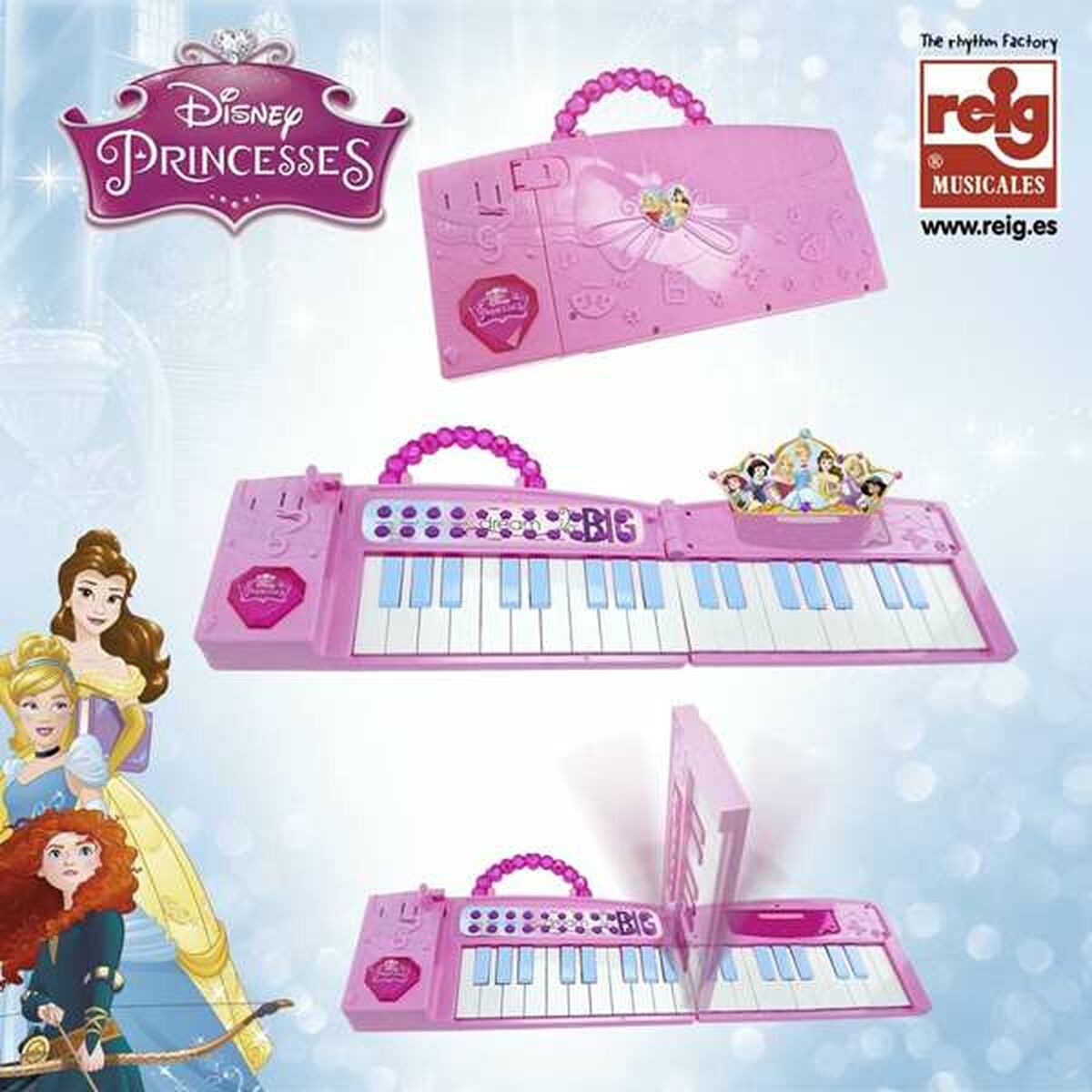 Leksakspiano Disney Princess Elektronik Hopfällbar Rosa - 3