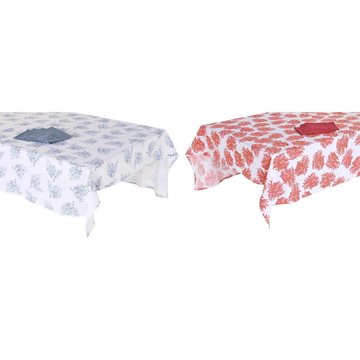 Dukar och servetter DKD Home Decor 150 x 250 x 0,5 cm Blå Fuchsia Vit (2 antal)