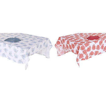 Dukar och servetter DKD Home Decor 150 x 250 x 0,5 cm Blå Fuchsia Vit (2 antal)