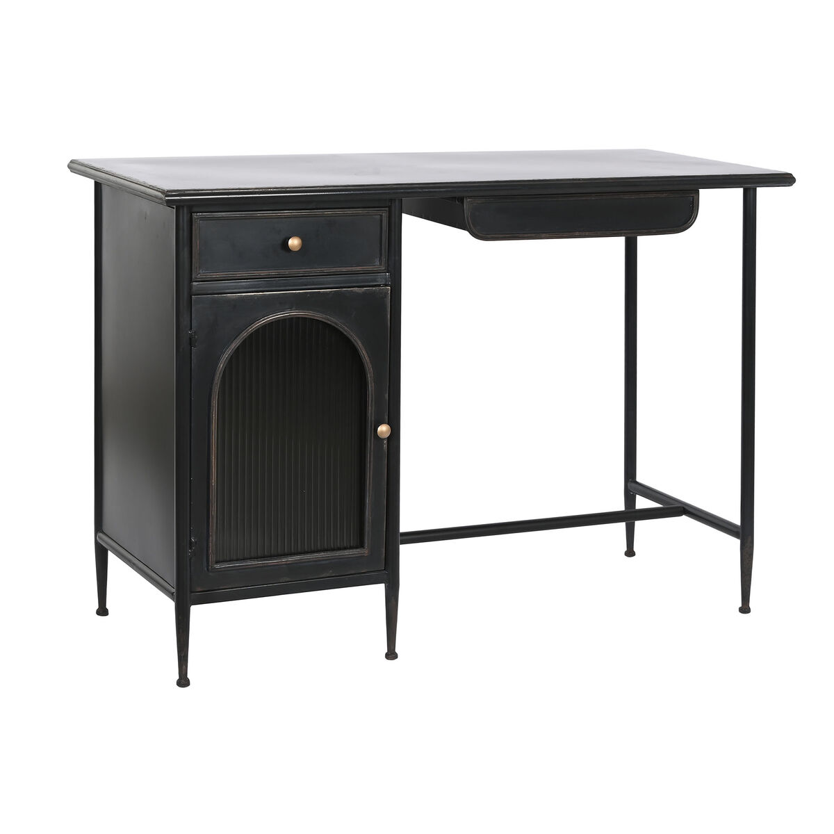 Skrivbord DKD Home Decor Svart Metall Glas 120 x 50 x 80 cm - 3