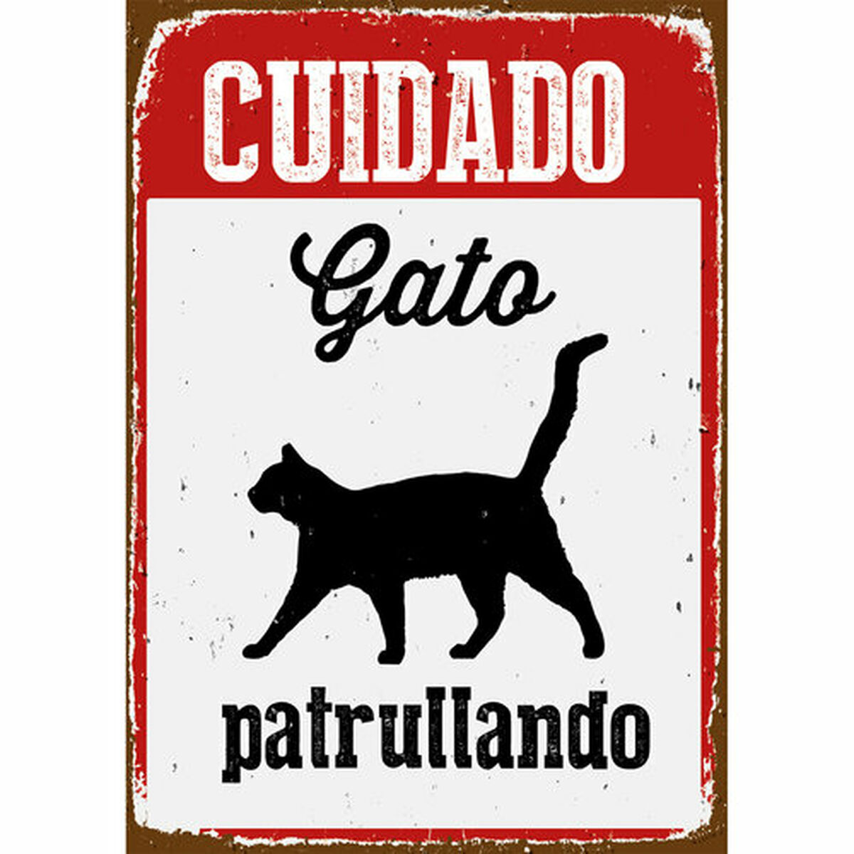 Skylt Magnet & Steel ["Cuidado Gato Patrullando"] 14,8 x 21 cm - 3