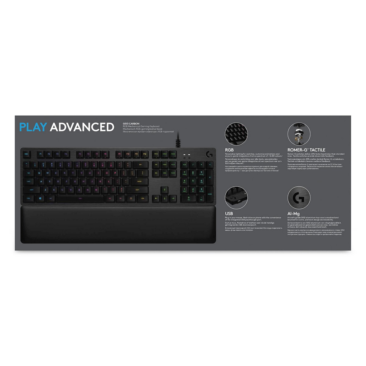 Bluetooth-tangentbord med tabletthållare Logitech G513 CARBON LIGHTSYNC RGB Mechanical Gaming Keyboard, GX Brown Franska AZERTY - 10