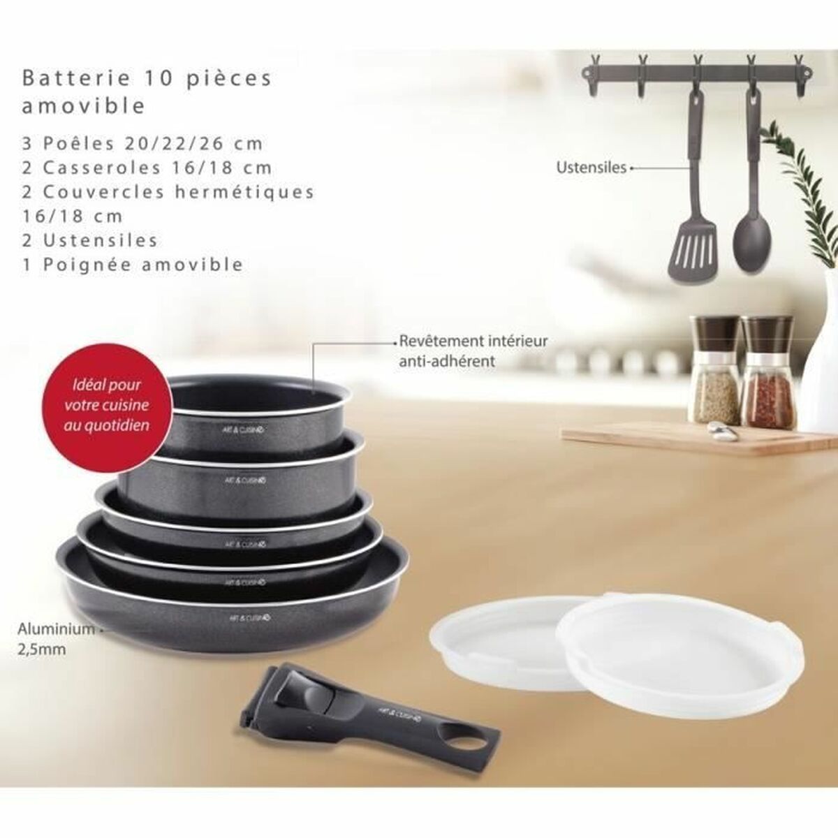 Kastrullset Art & Cuisine Svart - 5