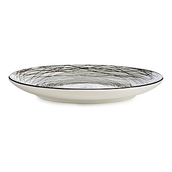 Platt skål Ränder Vit Svart Porslin 24 x 2,8 x 24 cm