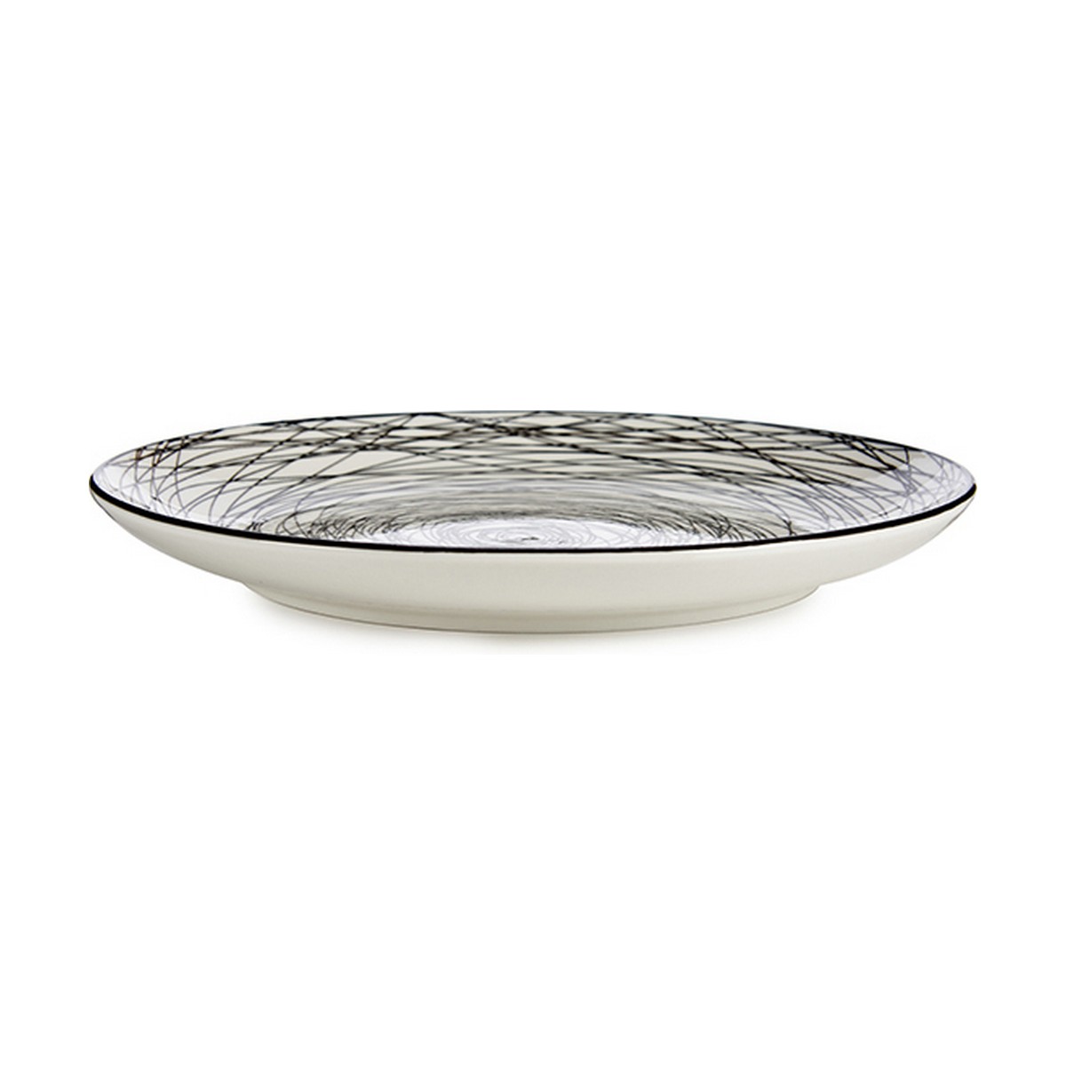 Platt skål Ränder Vit Svart Porslin 24 x 2,8 x 24 cm - 6