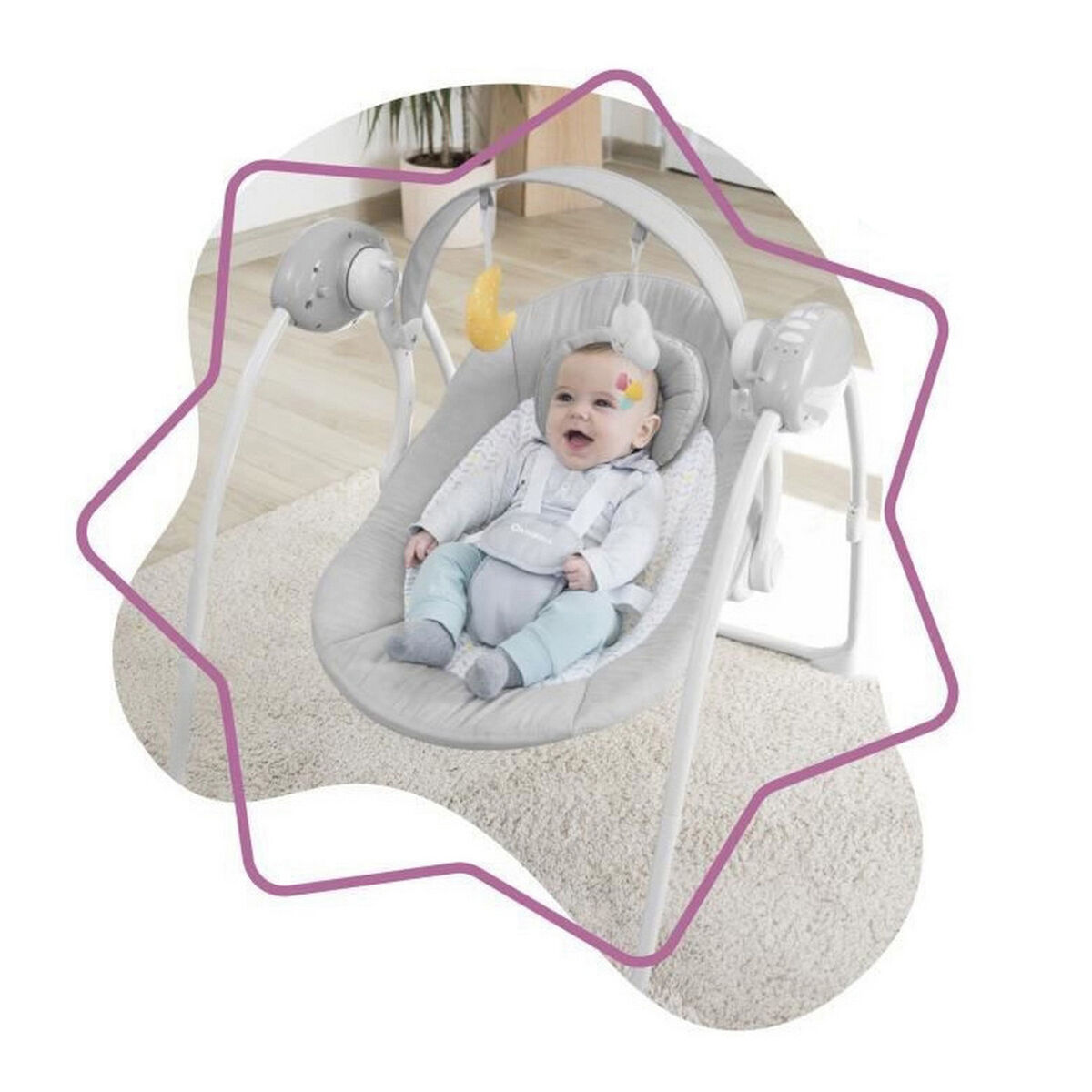 Gungstol Badabulle Candy Comfort Swing Grå Vit - 11