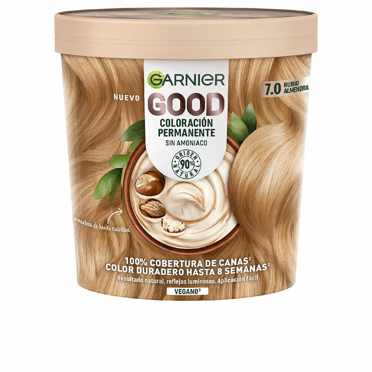 Permanent färg Garnier Good Nº 7.0 Blont Nº 7.0 Rubio Almendra 217 ml (1 antal)