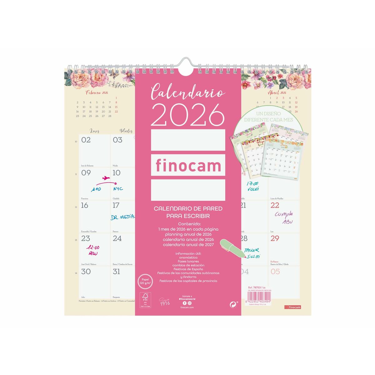 Väggkalender Finocam Multicolour Papper 30 x 30 cm