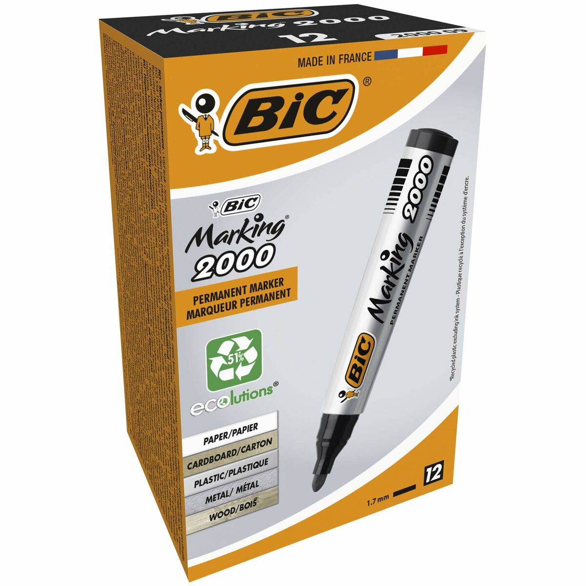 Permanent markörpenna Bic Marking 2000 Svart 12 Delar - 3
