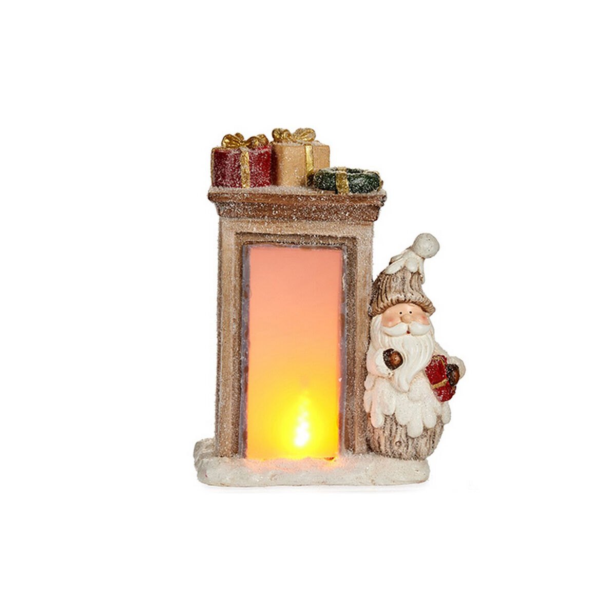Prydnadsfigur Krist+ Vit Brun Tomte 20 x 45 x 32 cm LED Ljus