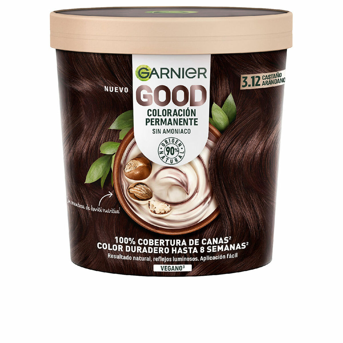 Permanent färg Garnier Good Kastanjebrun Nº 3.12 Nº 3.12 Castano Arandano 217 ml (1 antal)