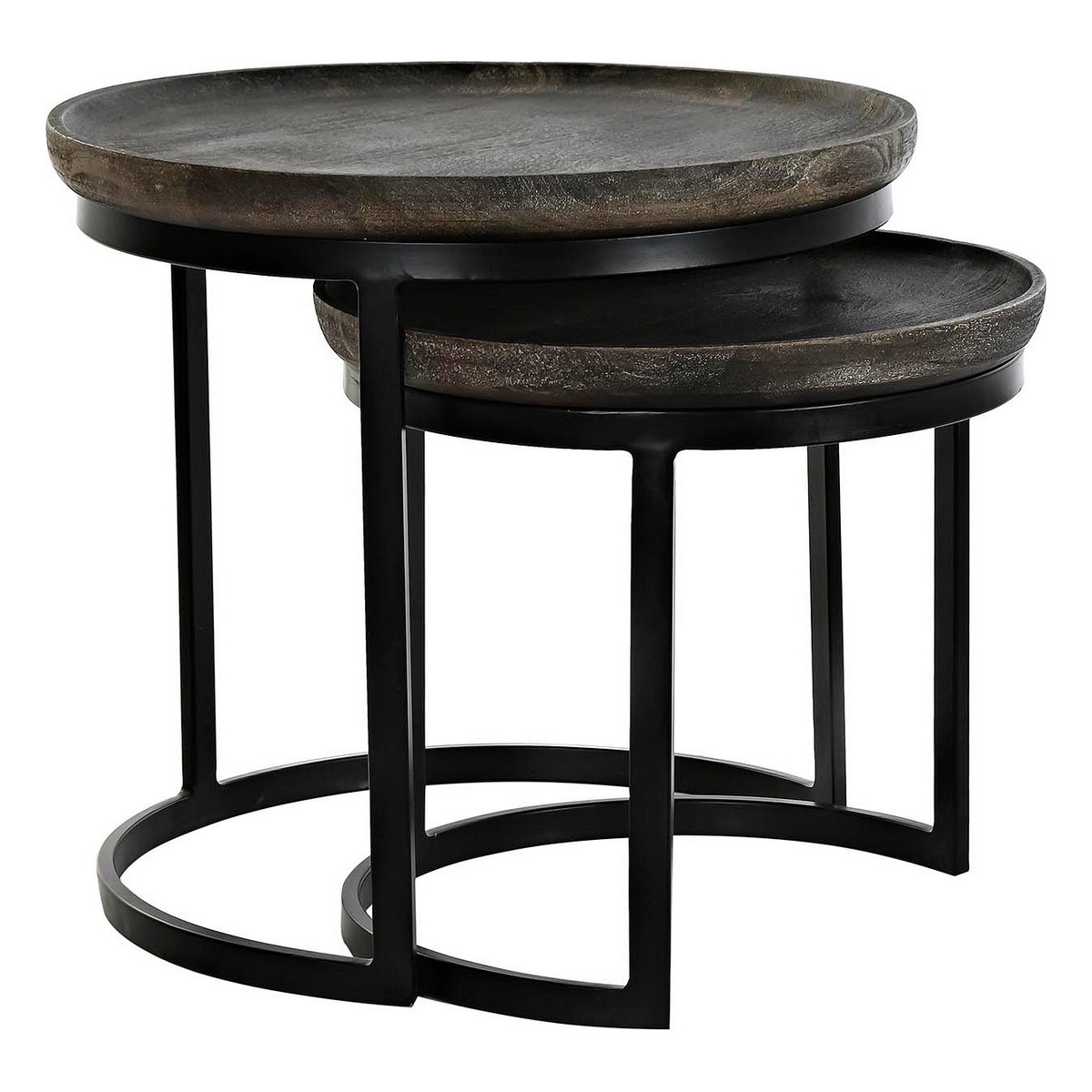 2-bordsset DKD Home Decor Brun Svart 55 x 55 x 50 cm - 4