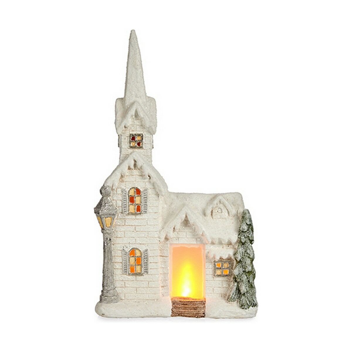 Prydnadsfigur Krist+ Vit Hus Jul 11 x 53 x 28,5 cm LED Ljus