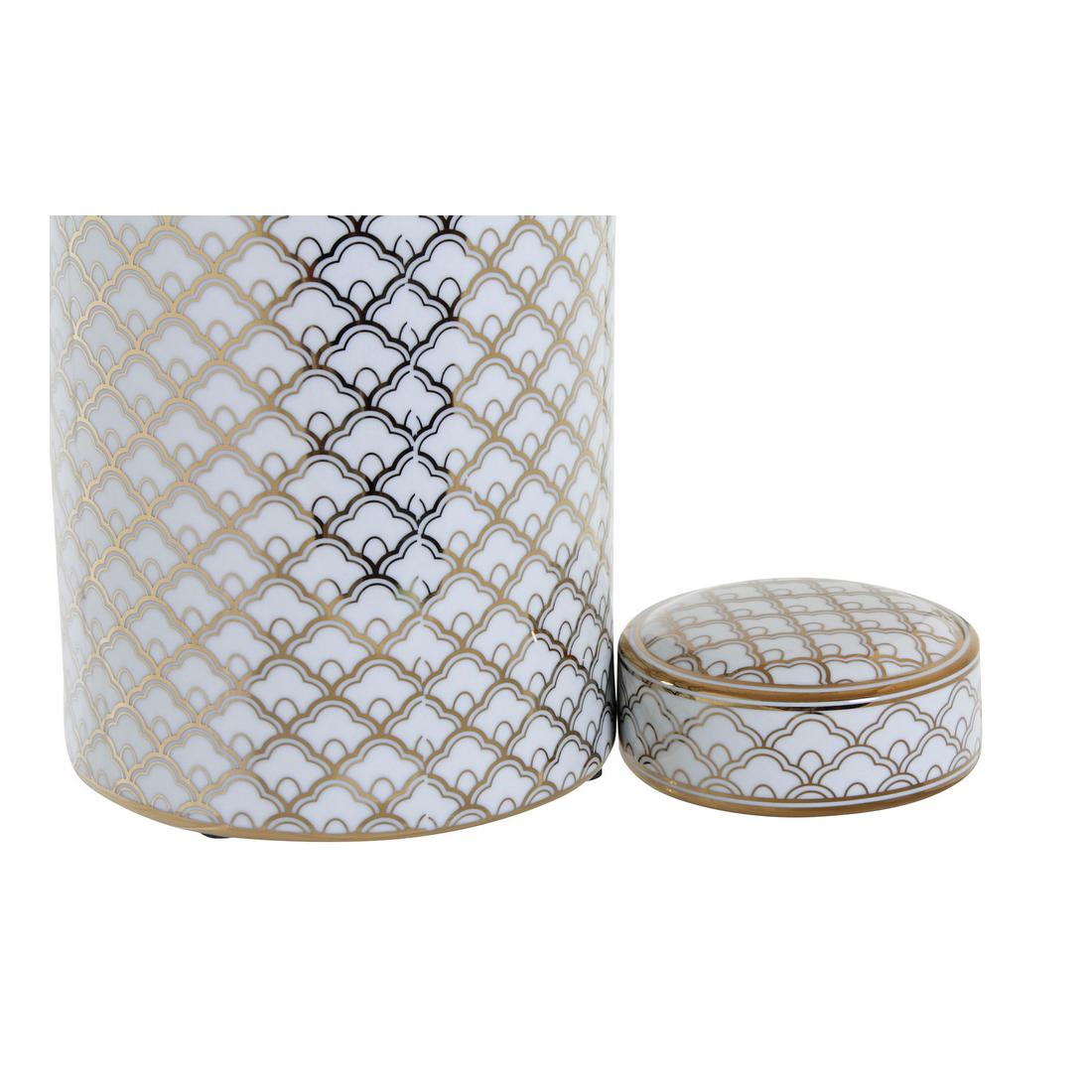 Vas DKD Home Decor 18 x 18 x 30,5 cm Porslin Gyllene Vit - 3