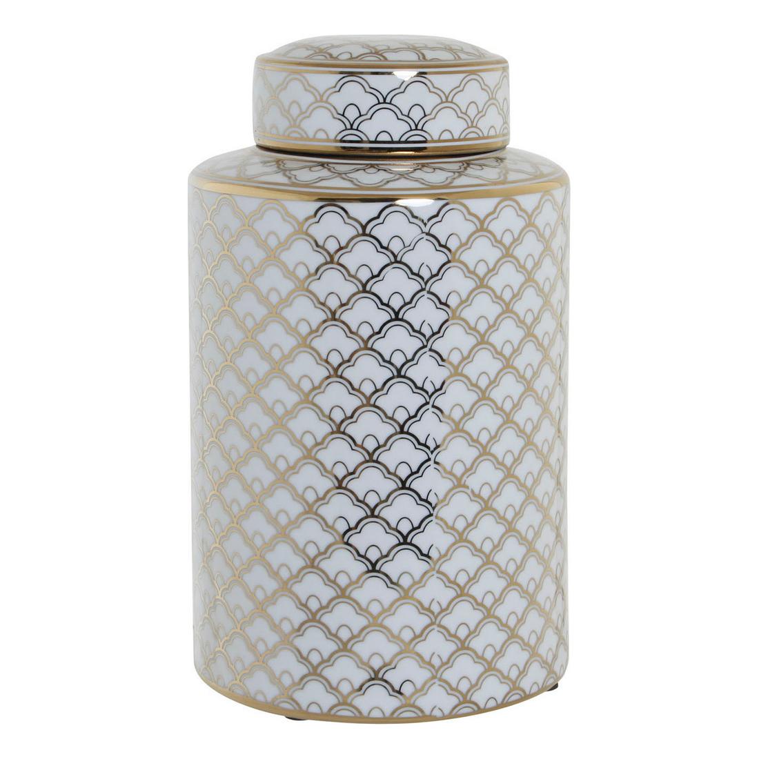 Vas DKD Home Decor 18 x 18 x 30,5 cm Porslin Gyllene Vit