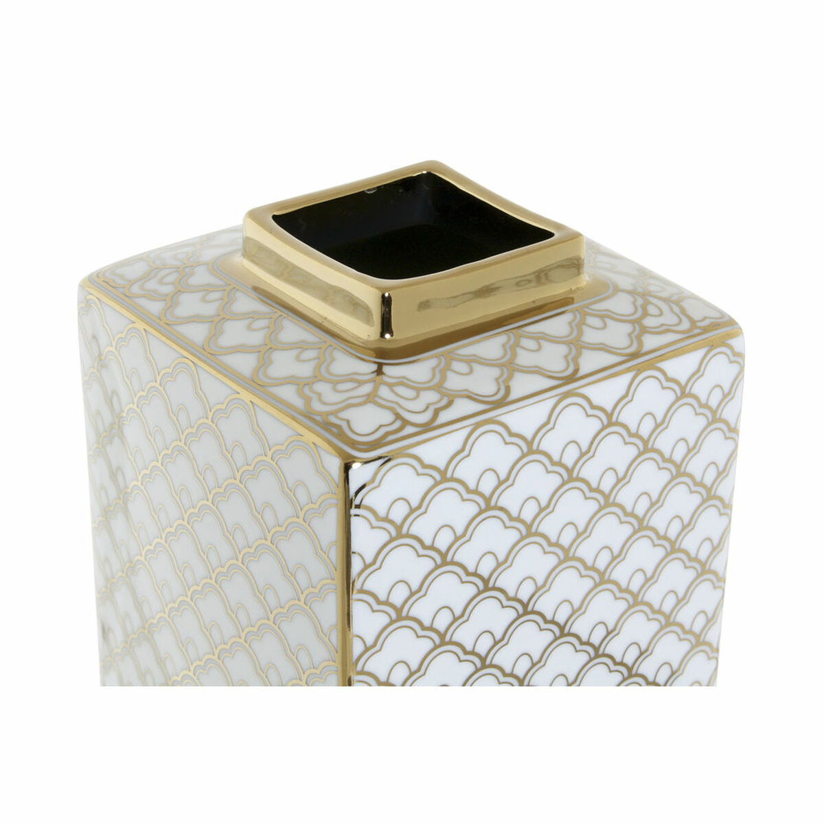 Vas DKD Home Decor 14,5 x 14,5 x 30 cm Porslin Gyllene Vit - 6