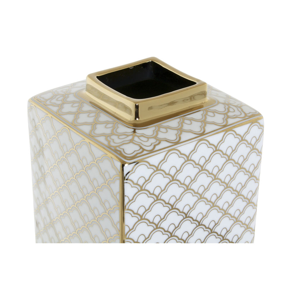 Vas DKD Home Decor 14,5 x 14,5 x 30 cm Porslin Gyllene Vit - 2