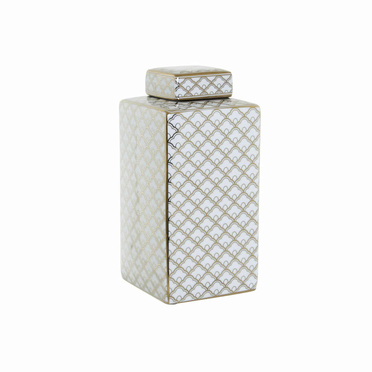 Vas DKD Home Decor 14,5 x 14,5 x 30 cm Porslin Gyllene Vit - 4