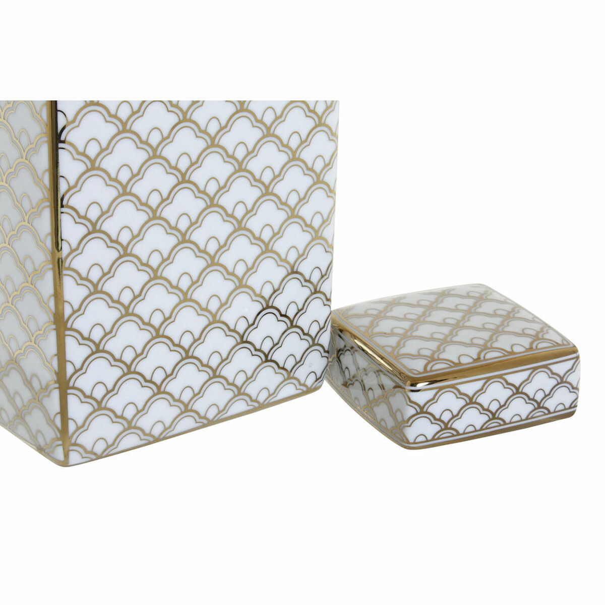 Vas DKD Home Decor 14,5 x 14,5 x 30 cm Porslin Gyllene Vit - 5