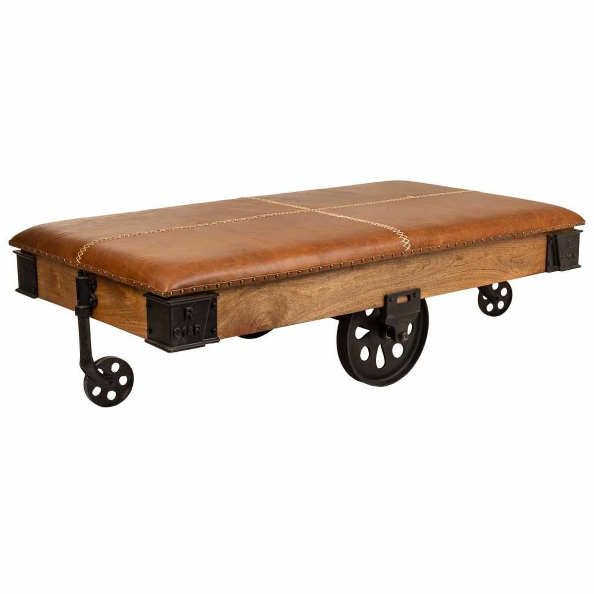 Soffbord Alexandra House Living Läder Trä Järn 90 x 52 x 165 cm