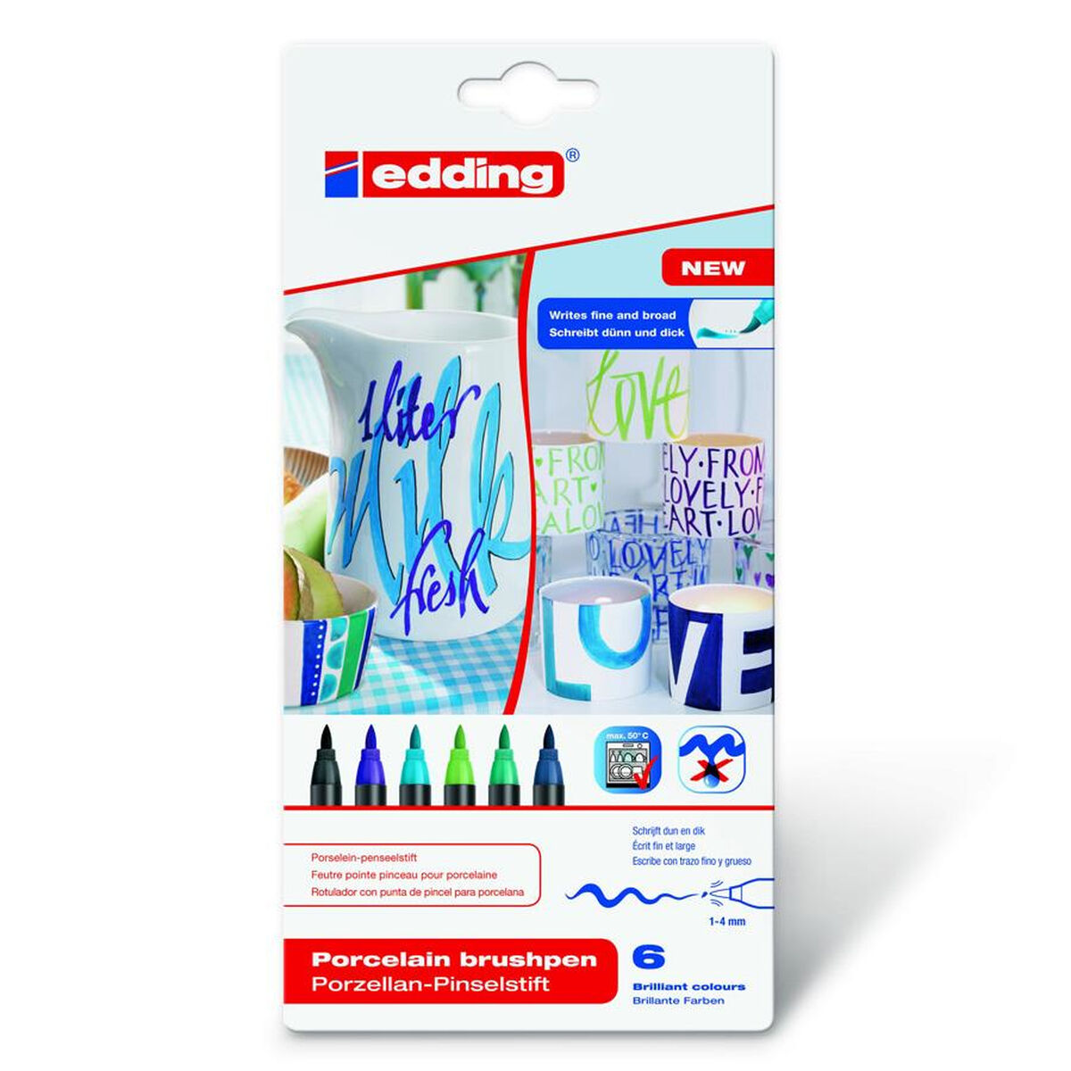 Tuschpennor Edding 4200 Porslin Multicolour (6 antal) - 4