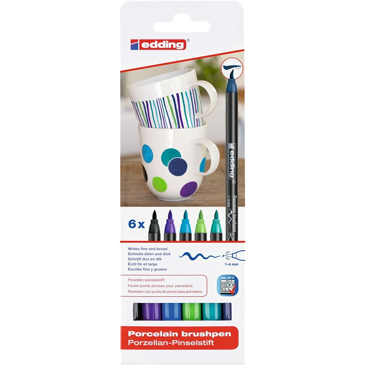 Tuschpennor Edding 4200 Porslin Multicolour (6 antal) - 6