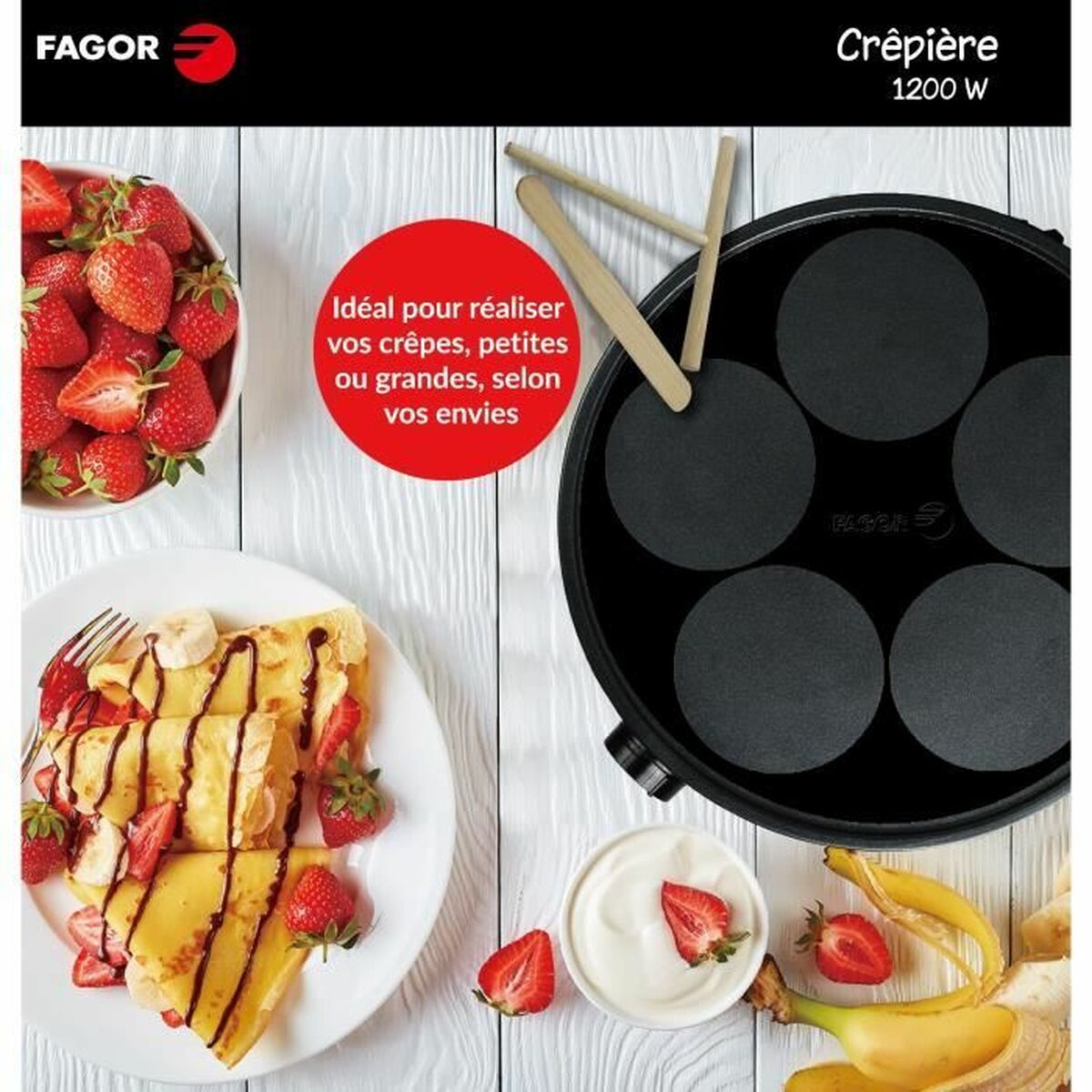 Pannkaksmaskin Fagor 1200 W Svart - 3