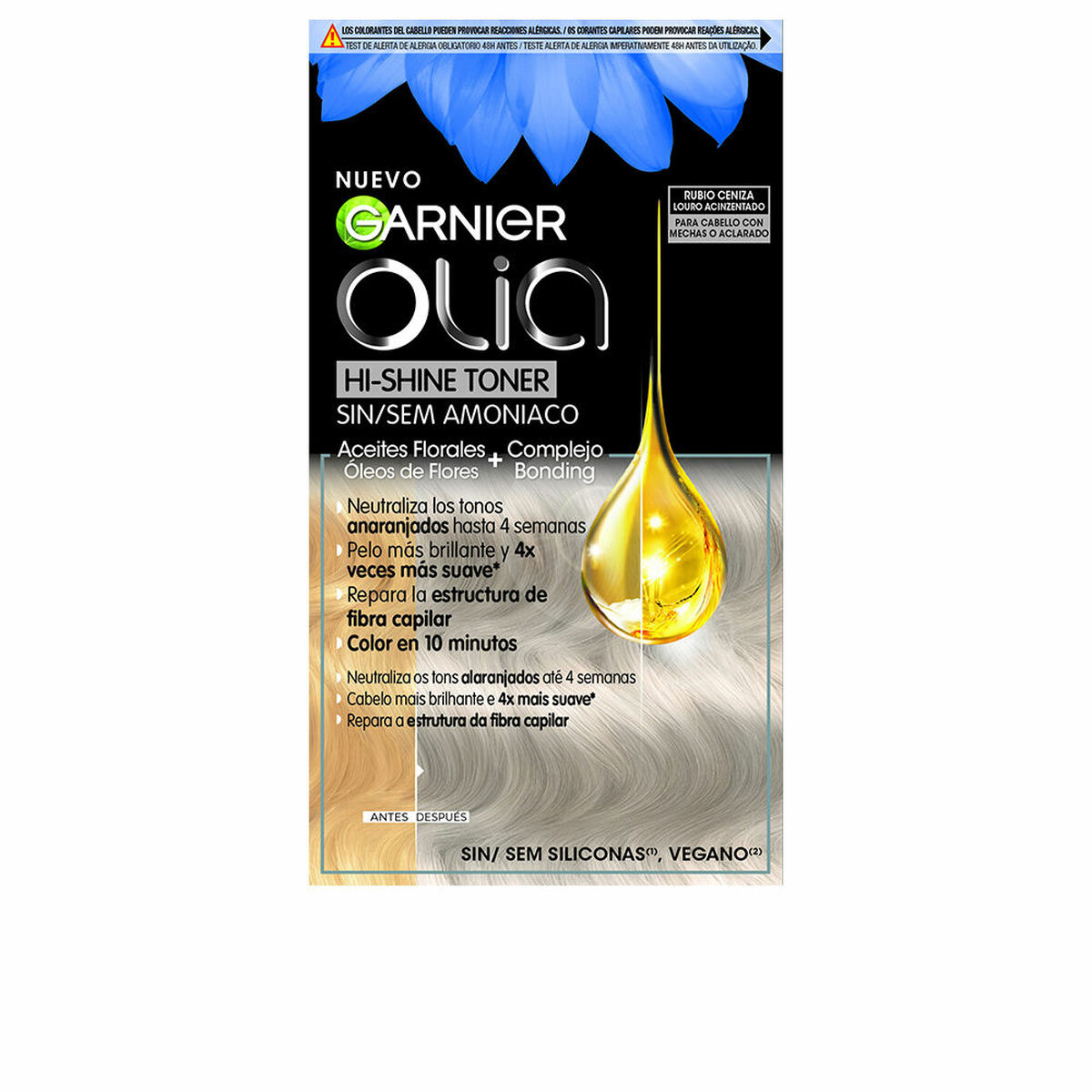Semipermanent hårfärg Garnier Olia Hi-Shine Toner Askblond Nº 9.1 3 Delar (1 antal)