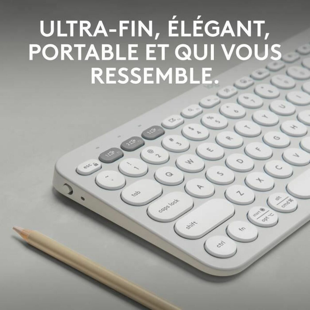 Bluetooth-tangentbord med tabletthållare Logitech K380 Franska Vit AZERTY - 6