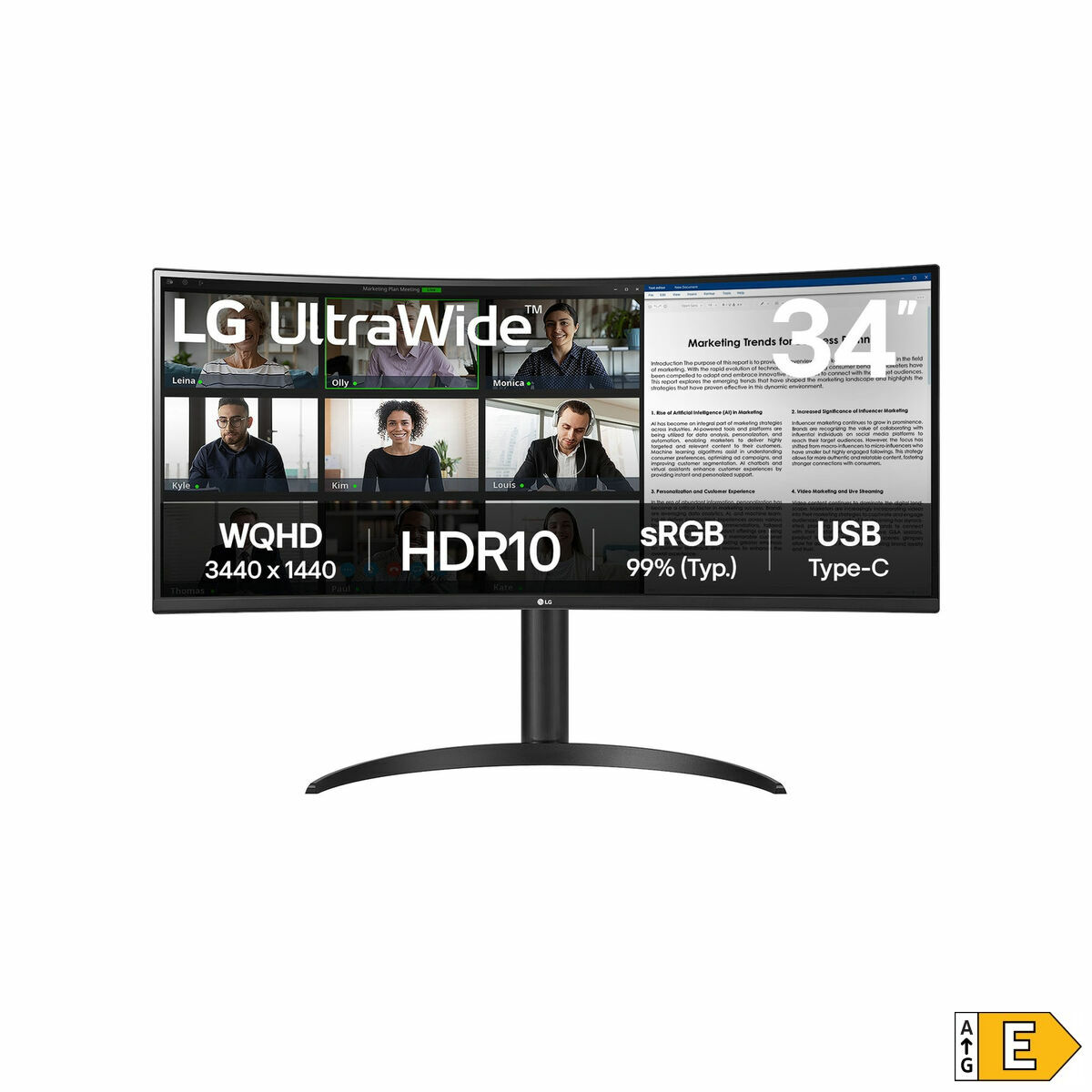 Monitor LG 34WR50QK-B 34" 50-60 Hz Wide Quad HD - 2