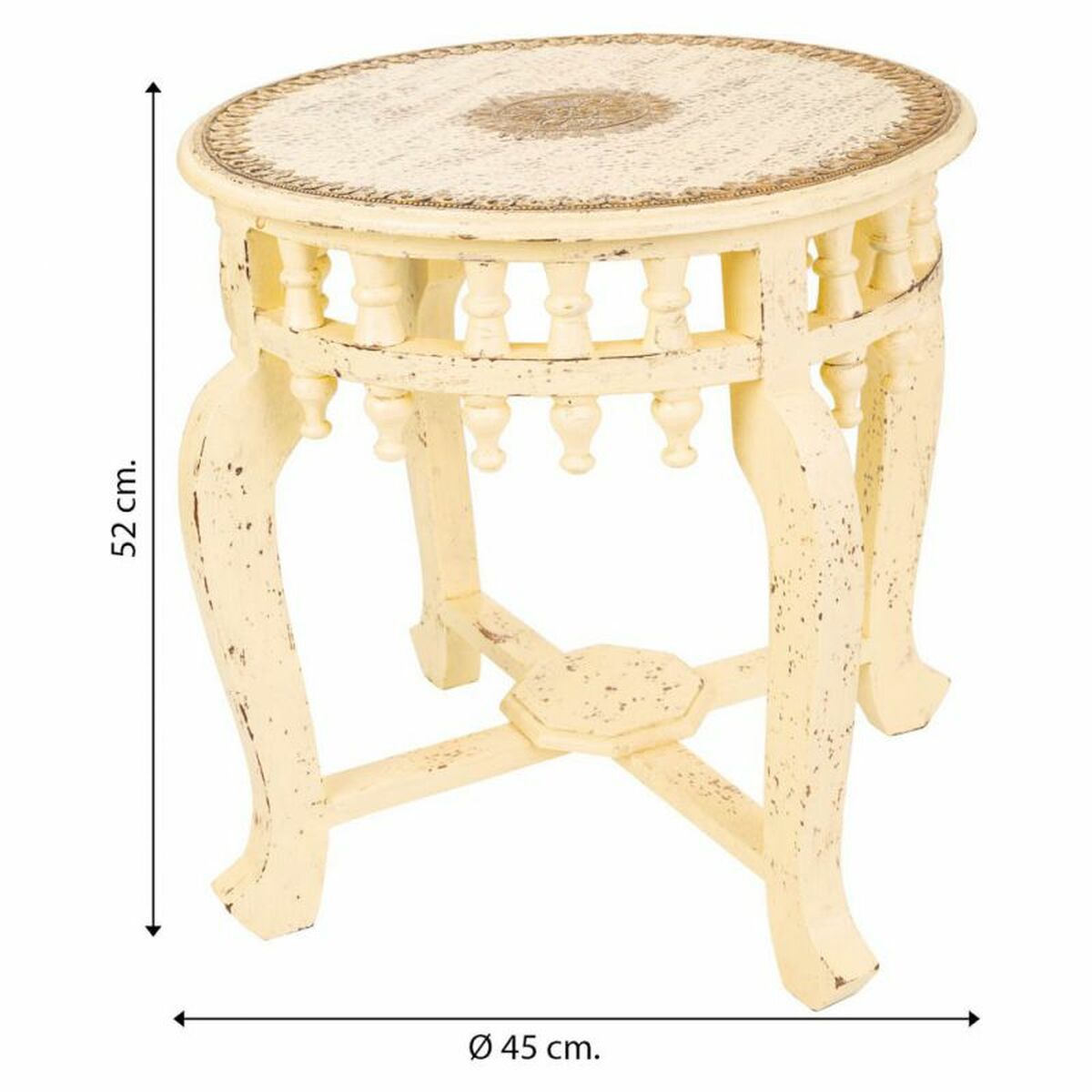 Soffbord Alexandra House Living Elfenben Mässing Mangoträ Trä MDF 45 x 52 x 45 cm - 7