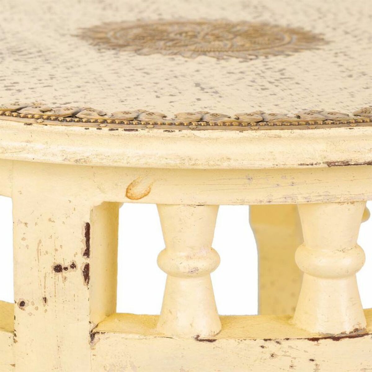 Soffbord Alexandra House Living Elfenben Mässing Mangoträ Trä MDF 45 x 52 x 45 cm - 4