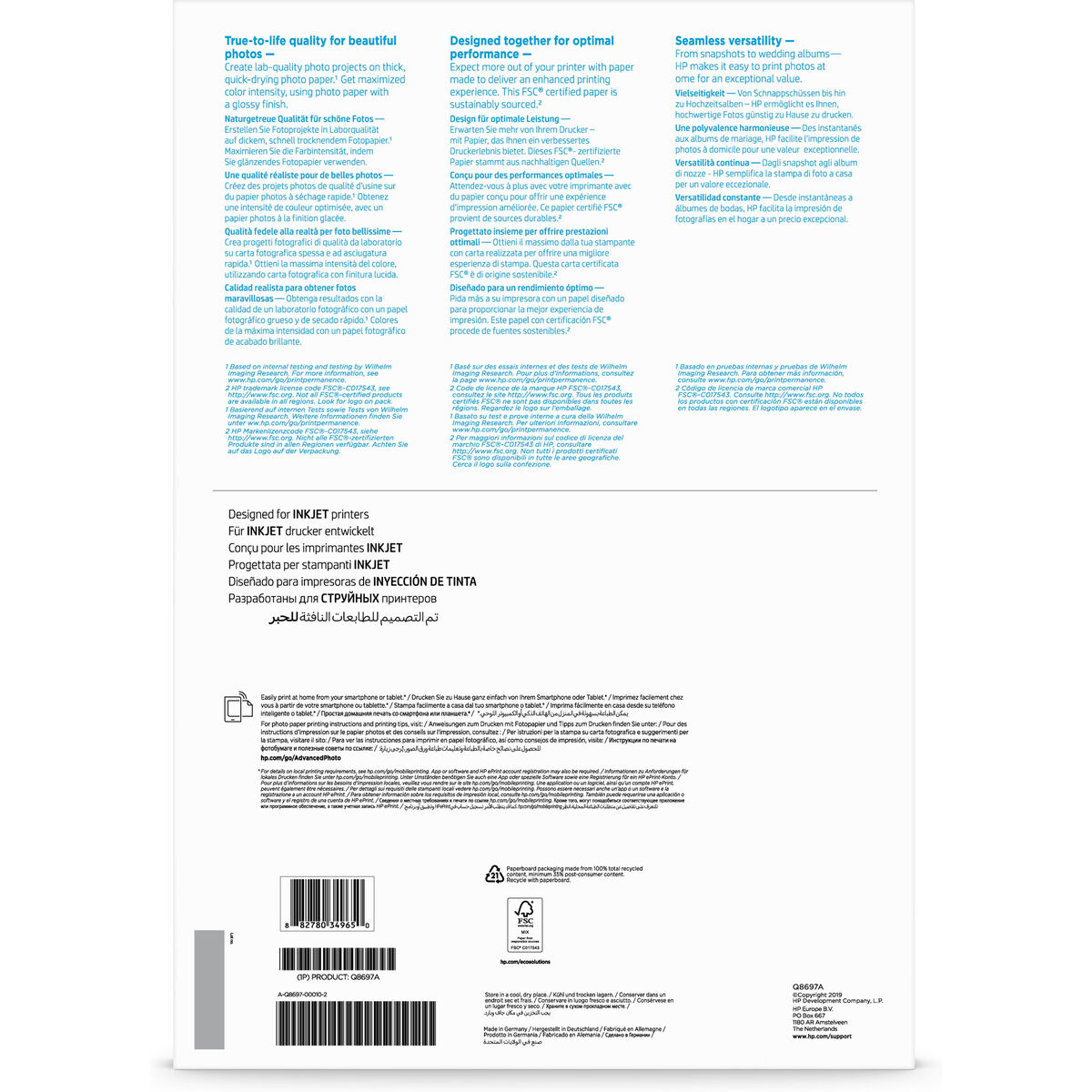 Fotopapper Blankt HP Q8697A - 4