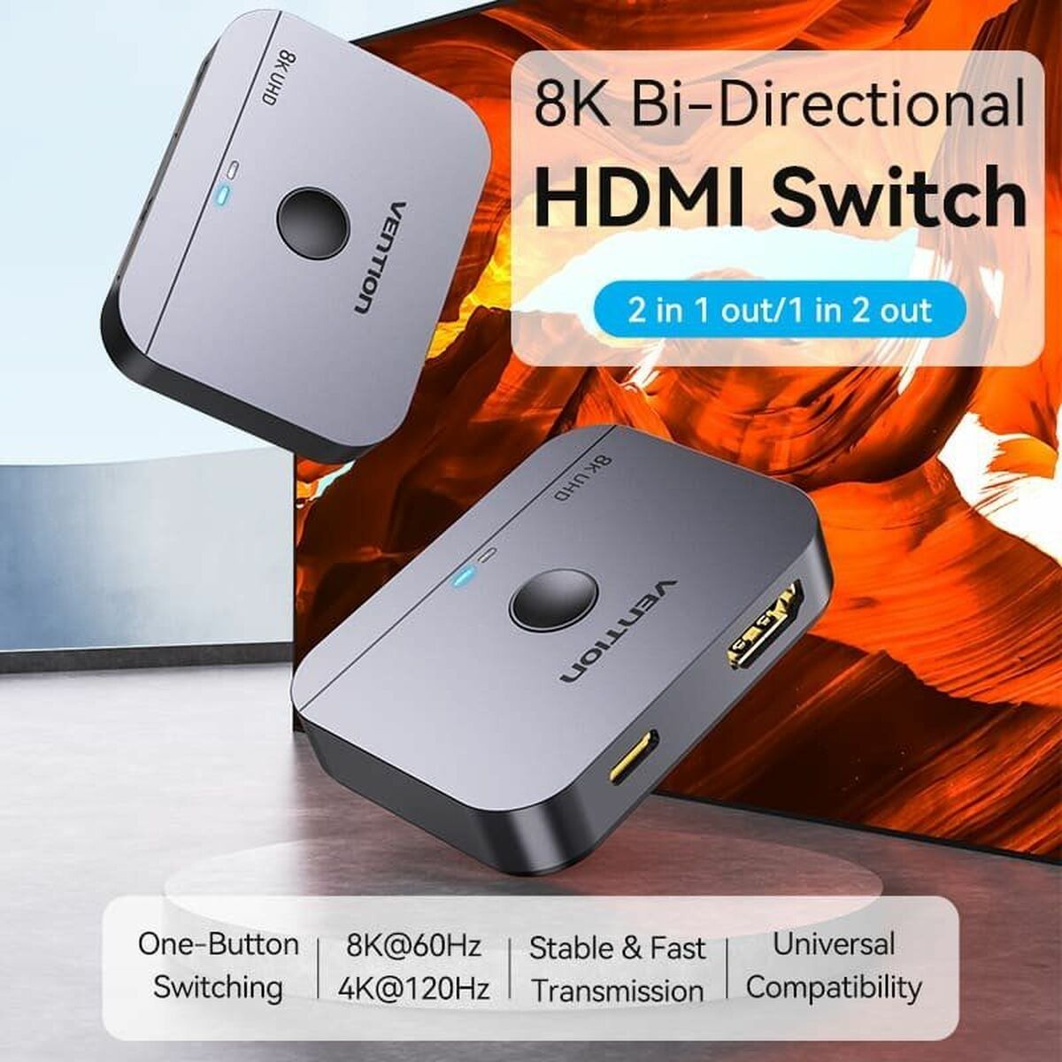 HDMI-brytare Vention AKPH0 Grå 1 m - 2