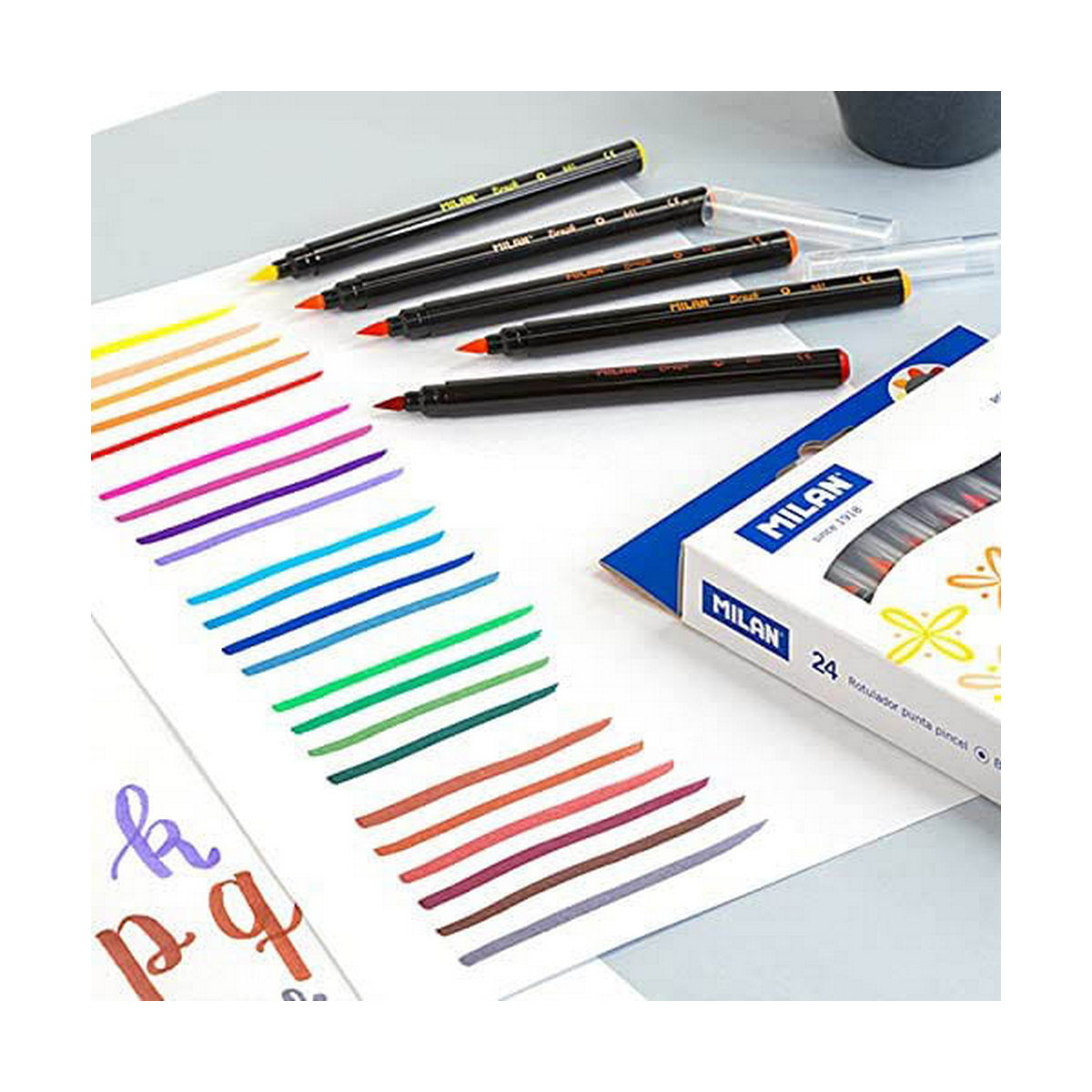 Tuschpennor Milan 24 Delar Pensel Multicolour - 5