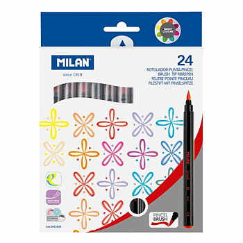 Tuschpennor Milan 24 Delar Pensel Multicolour