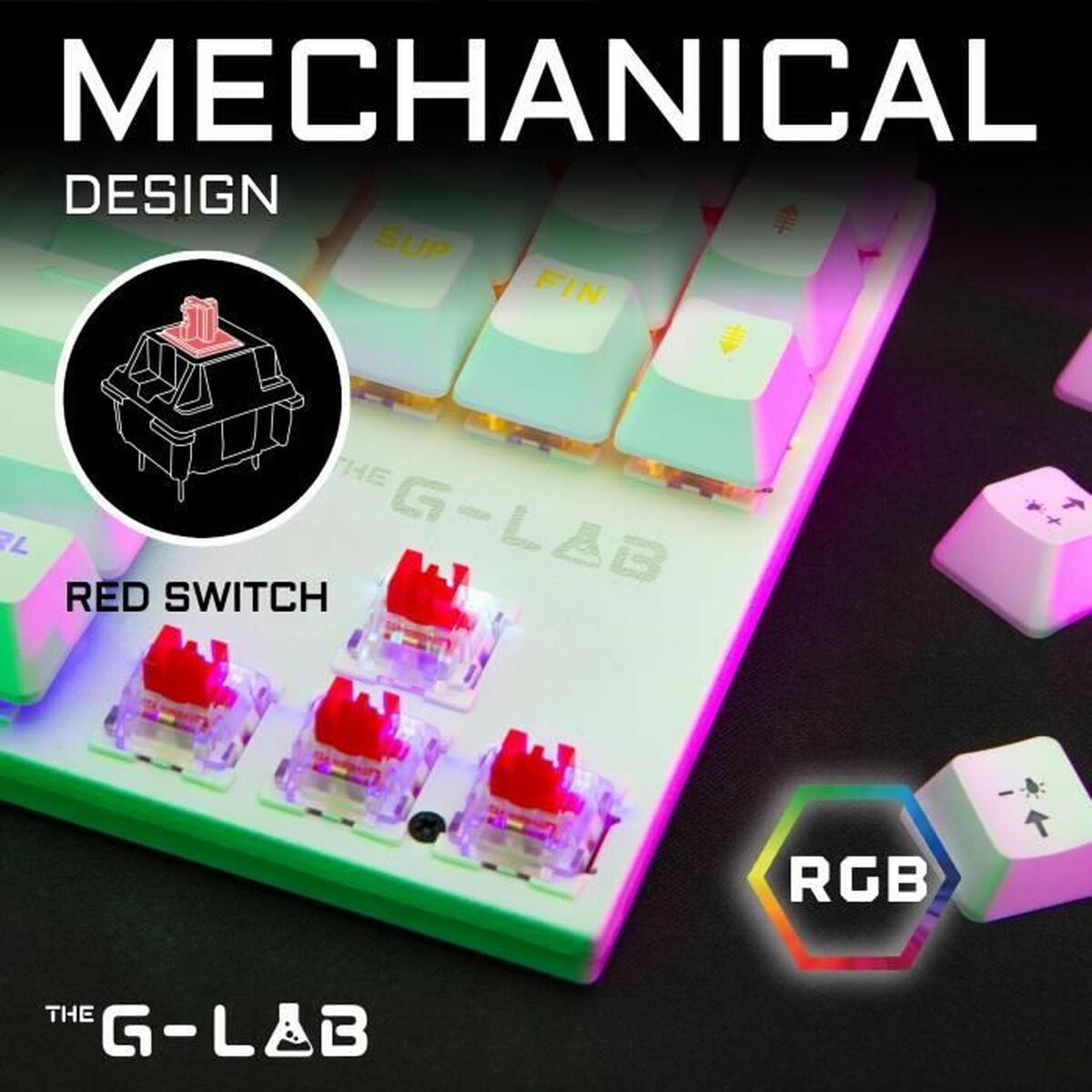 Speltangentbord och mus The G-Lab MERCURY W Vit - 2