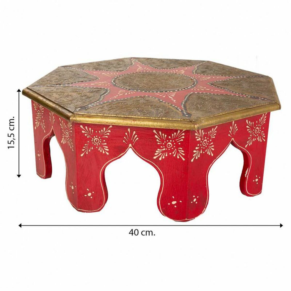 Soffbord Alexandra House Living Vit Röd Mässing Trä MDF 40 x 15 x 40 cm - 6