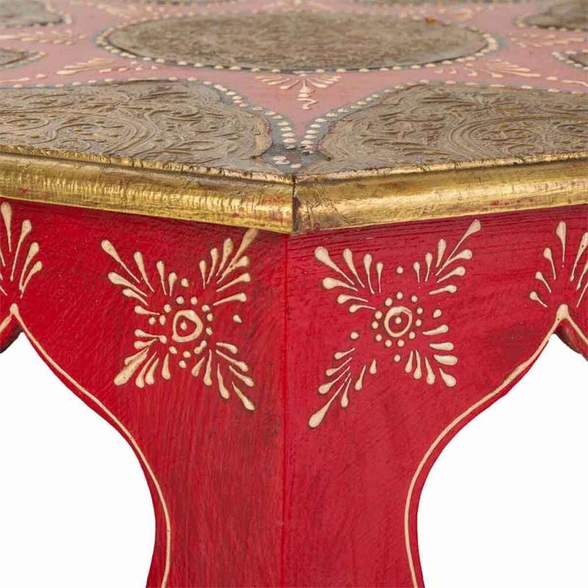 Soffbord Alexandra House Living Vit Röd Mässing Trä MDF 40 x 15 x 40 cm - 5