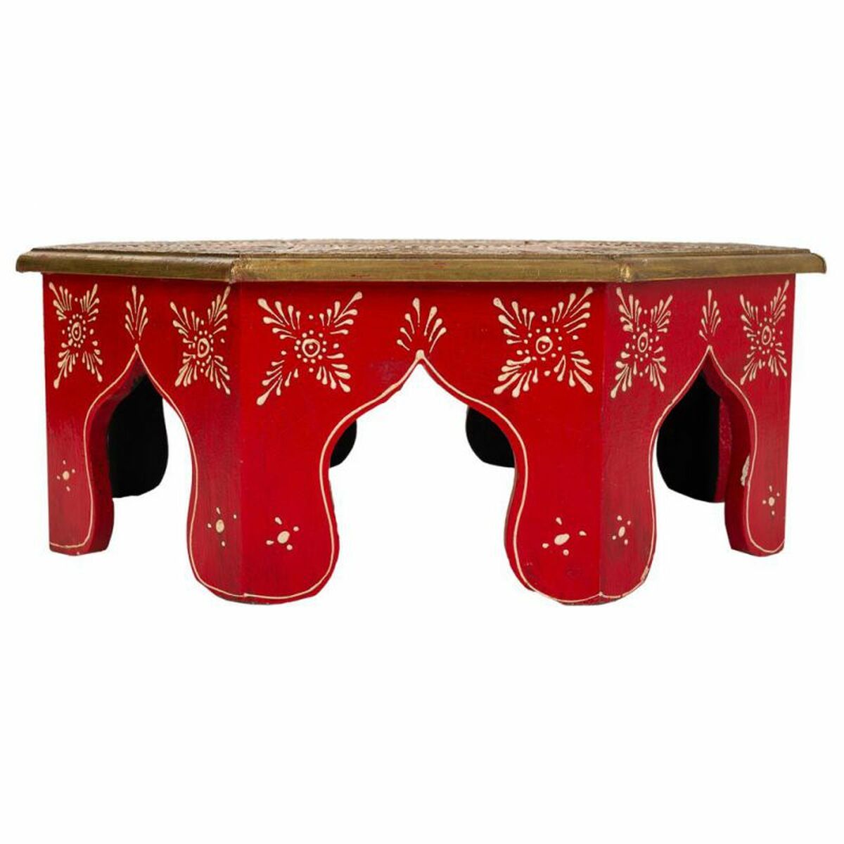 Soffbord Alexandra House Living Vit Röd Mässing Trä MDF 40 x 15 x 40 cm - 3