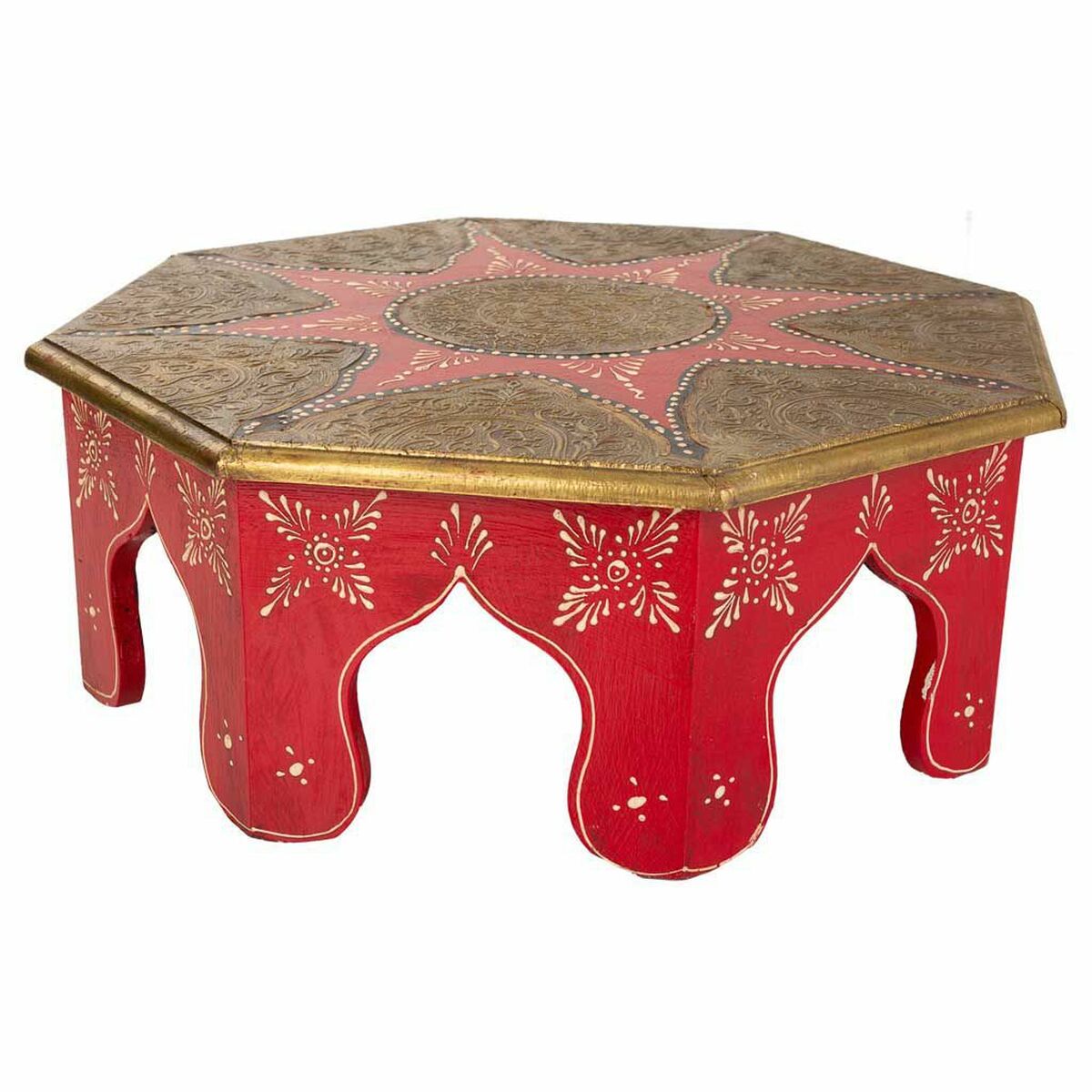 Soffbord Alexandra House Living Vit Röd Mässing Trä MDF 40 x 15 x 40 cm