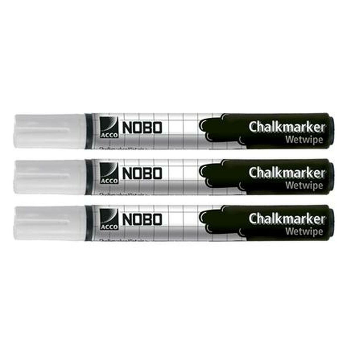 Flytande kritamarkör Nobo Vit (3 Delar) - 2