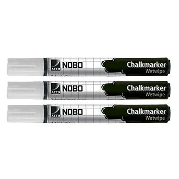 Flytande kritamarkör Nobo Vit (3 Delar)